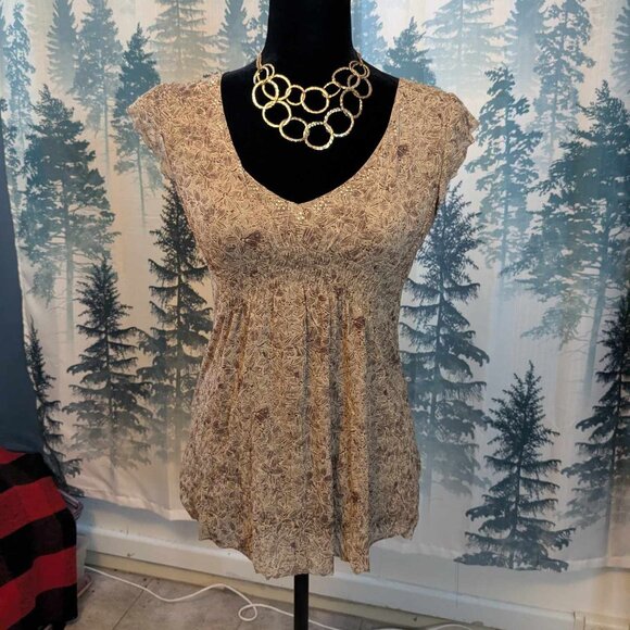 Intuitions Tops - Patterned V-Neck Blouse by Intuitions